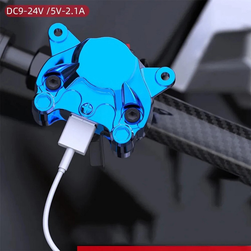 Motocikla tālruņa lādētāja ligzda Āra USB interfeiss Ūdensizturīgs 2A Ātrās uzlādes 12V Stūres aizmugurējā skata spoguļa stiprinājums