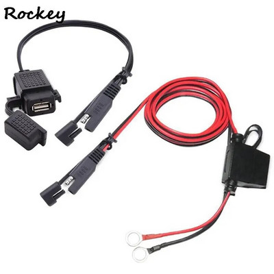 12V vízálló motorkerékpár SAE USB telefonhoz GPS MP4 töltőkábel adapter motorkerékpár beépített biztosítékos tápegységek