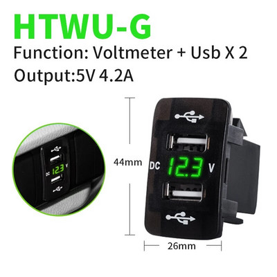 QC3.0 Dual Port Toma Fast Phone 12V lādētājs ar LED voltmetru Automašīnas USB iebūvēts ligzdas adapteris USB poga Honda Crv CB500X