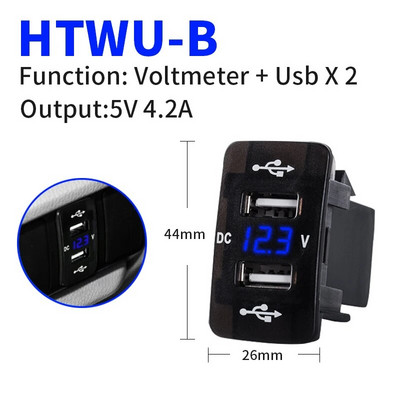 QC3.0 Dual Port Toma Fast Phone 12V lādētājs ar LED voltmetru Automašīnas USB iebūvēts ligzdas adapteris USB poga Honda Crv CB500X