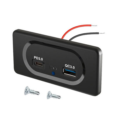 12V RV USB Стенен контакт 18W PD USB-C Quick Charge 3.0 USB-A гнездо Зарядно за кола Водоустойчиво захранващо гнездо Адаптер Панел с LED