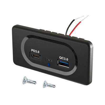 12V RV USB-seinapistikupesa 18W PD USB-C kiirlaadimine 3.0 USB-A pistikupesaga autolaadija veekindel pistikupesa adapterpaneel LED-iga