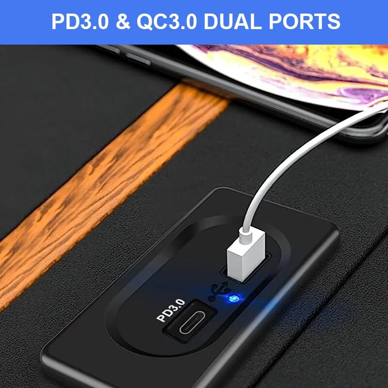12V RV USB sienas kontaktligzda 18W PD USB-C Quick Charge 3.0 USB-A ligzda Automašīnas lādētājs Ūdensizturīgs strāvas kontaktligzdas adaptera panelis ar LED