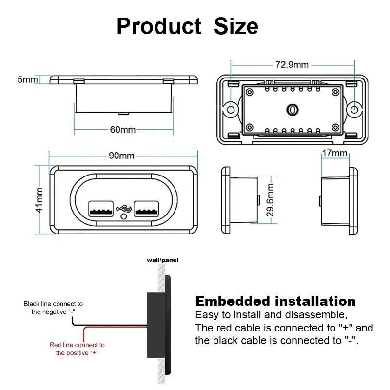 12V RV USB sienas kontaktligzda 18W PD USB-C Quick Charge 3.0 USB-A ligzda Automašīnas lādētājs Ūdensizturīgs strāvas kontaktligzdas adaptera panelis ar LED