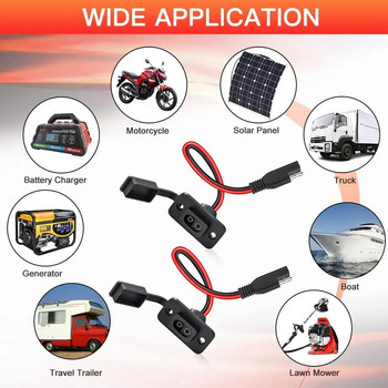 Extractme SAE Quick Connector Harness 12AWG 30CM Αδιάβροχο SAE Extension Cord Side wall port for Solar Panel Battery Charger