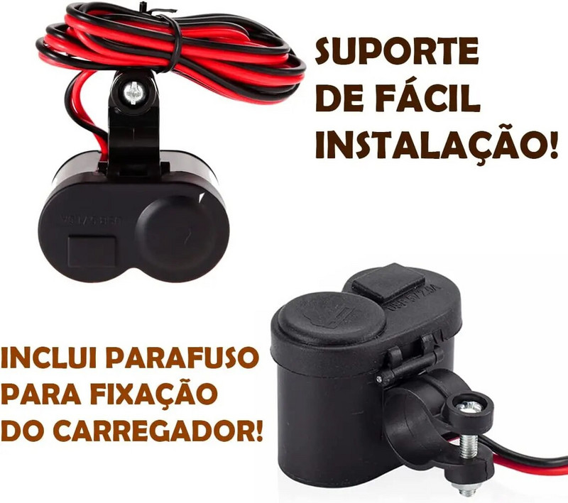 Mootorratta juhtraua USB-laadija koos tulemasina adapteri toitepesaga koos veekindla kattega mobiiltelefoni laadimistööriista jaoks