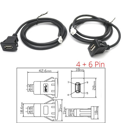 4 6 8 Pin Plug Connector Kahe USB-liidese kaabliadapter Androidi raadionavigatsiooni jaoks Multimeedia IOS-i automängija