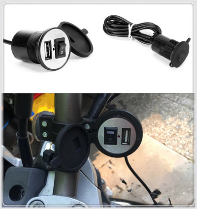 Универсално мотоциклетно USB зарядно за мобилен телефон превключвател водоустойчив за Kawasaki NINJA 300 250R ZX636R ZX6RR 400R