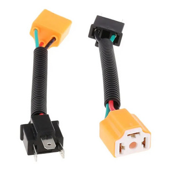 2Pcs H4 9003 Ceramic Wire Harness Plug Cable Headlights Connector Extension Νέα