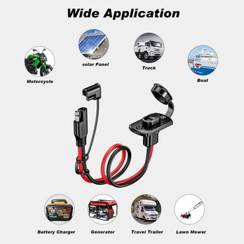 Car SAE Quick Connector Harness 12AWG 30CM Αδιάβροχο SAE Extension Cord Side wall port for Solar Panel Generator Battery Charger