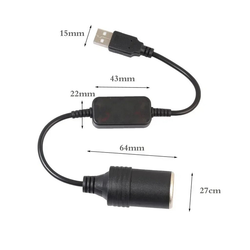 Autós szivargyújtó aljzat USB 5V–12V Átalakító Adapter Vezetékes Vezérlő Dugó Csatlakozó Adapter Auto Belső Tartozékok
