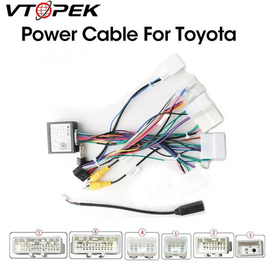 Vtopek Car 16-pin Android Wire Harness Power Cable Adapter за Toyota Corolla/Camry/RAV4 с Canbus