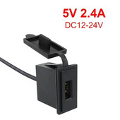 12 V/24 V viena USB automašīnas lādētāja ligzda 5 V 2,4 A strāvas adaptera kvadrātveida forma, ūdensizturīgs motociklu RV laivai