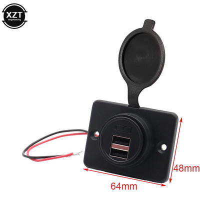 2 portu USB automašīnas tālruņa lādētāja adapteris Dubultā USB uzlādes strāvas kontaktligzda 4,2 A 12 V 24 V auto motociklu adapteriem.