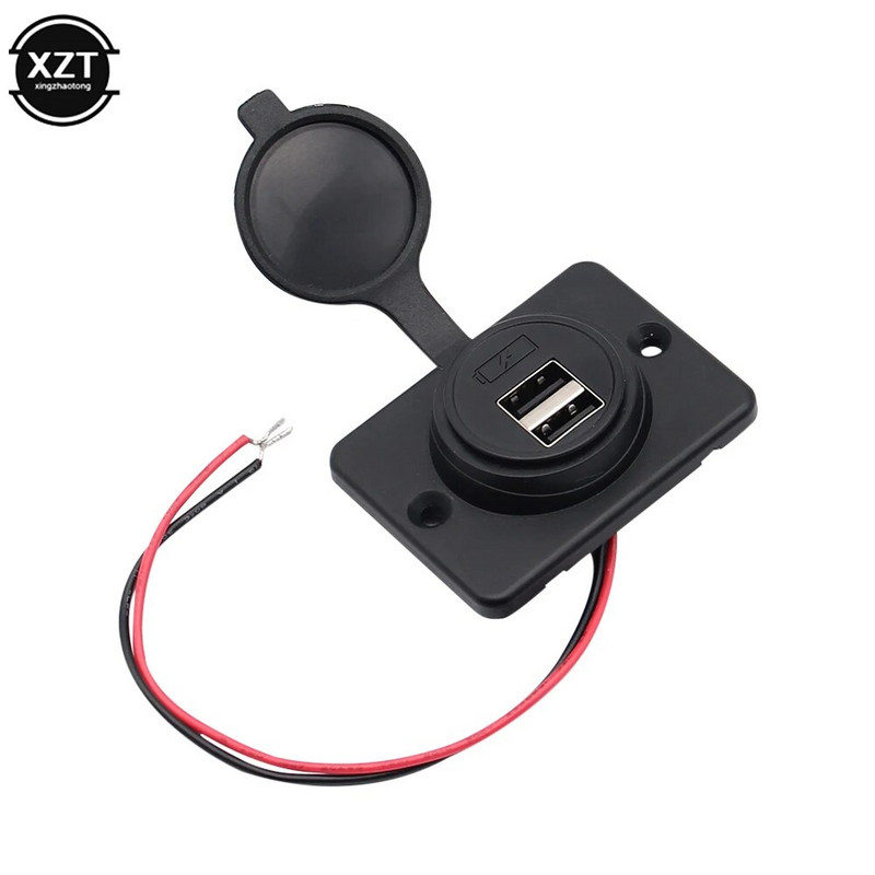 2 portu USB automašīnas tālruņa lādētāja adapteris Dubultā USB uzlādes strāvas kontaktligzda 4,2 A 12 V 24 V auto motociklu adapteriem.