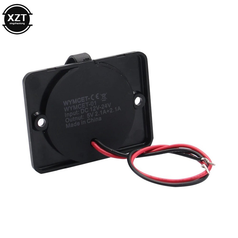 2 portu USB automašīnas tālruņa lādētāja adapteris Dubultā USB uzlādes strāvas kontaktligzda 4,2 A 12 V 24 V auto motociklu adapteriem.