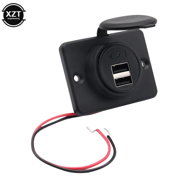 2 portu USB automašīnas tālruņa lādētāja adapteris Dubultā USB uzlādes strāvas kontaktligzda 4,2 A 12 V 24 V auto motociklu adapteriem.