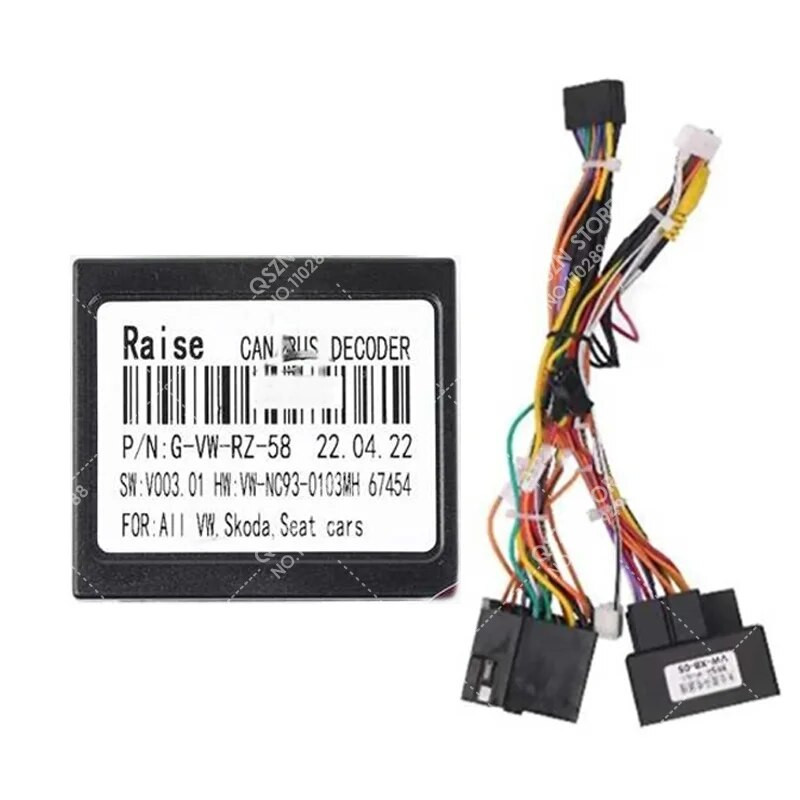 QSZN SEAT LEON / ALTEA / VW Passat B5 Androidi autoraadio Canbus Box dekoodri juhtmestiku adapteri toitekaabel G-VW-RZ-58 jaoks