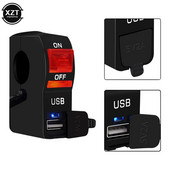 DC 12V LED indikators motocikla stūres stiprinājuma USB tālruņa lādētājs ar slēdzi Motocikla piederumi Rezerves daļas