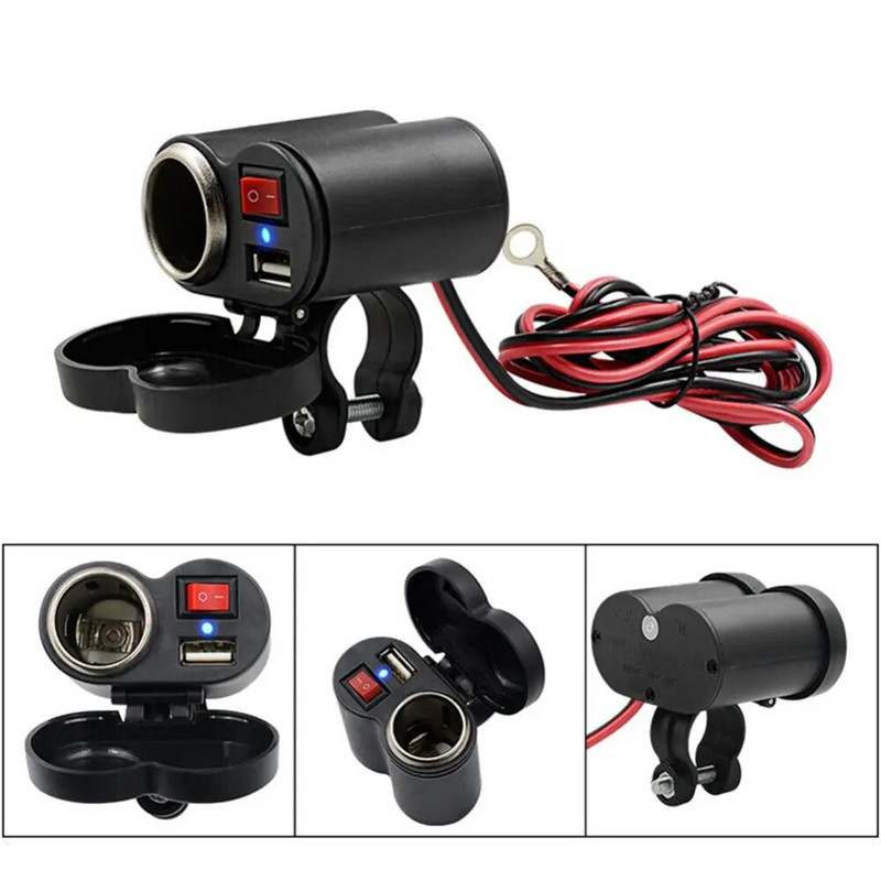 USB lādētājs USB daudzfunkcionāls motocikla mobilā tālruņa ligzdu komplekts 5V 2,5A dubultā motocikla cigarešu šķiltavas ar ieslēgšanas/izslēgšanas