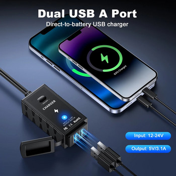 Ouspow 3.1A мотоциклетно USB зарядно с превключвател за включване/изключване Водоустойчиви мото аксесоари U-тип терминал към USB адаптер за телефон