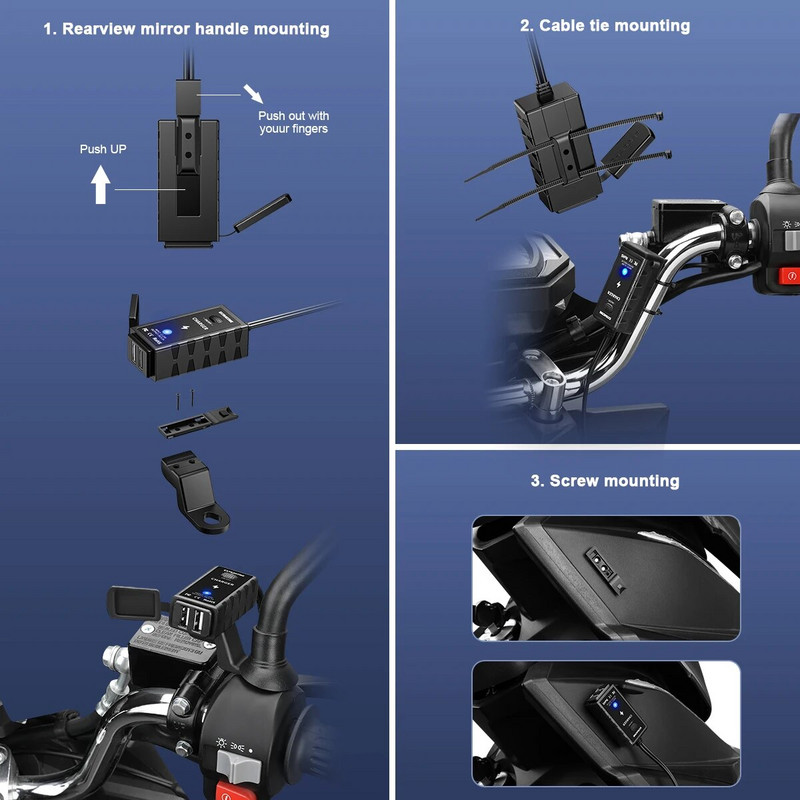 Φορτιστής USB μοτοσικλέτας Ouspow 3.1A με διακόπτη ON/Off αδιάβροχα αξεσουάρ μοτοσικλέτας Τερματικό U-Type σε προσαρμογέα USB για τηλέφωνο