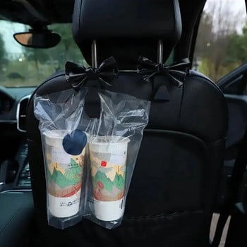 Γάντζος πλάτης καθίσματος αυτοκινήτου Γάντζος αποθήκευσης με παπιγιόν PU Δερμάτινη θήκη για τσάντες μόδας Universal Auto Fastener Clips για αξεσουάρ αυτοκινήτου