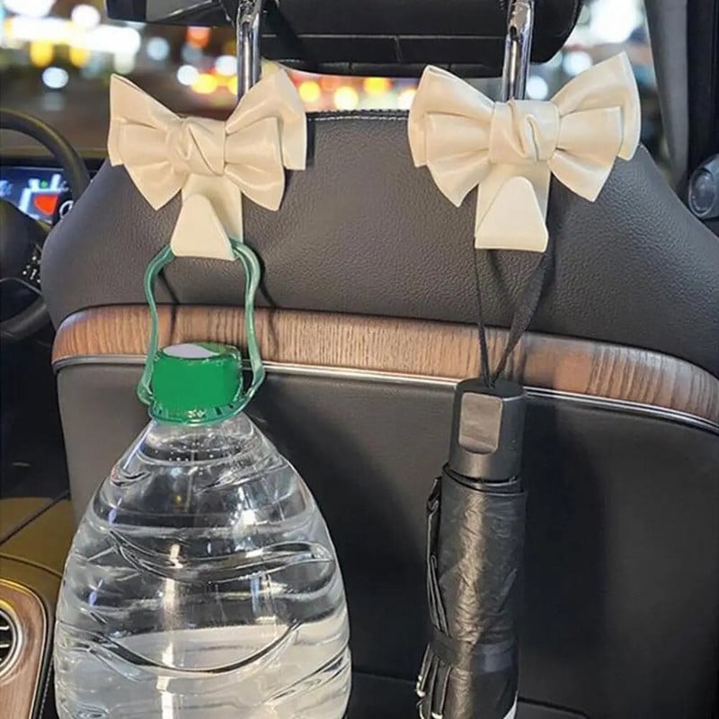 Automašīnas sēdekļa atzveltnes āķis Bowknot Glabāšanas āķis PU Ādas Modes Somas Mamiņa Turētājs Universālie Automašīnu stiprinājuma klipši auto piederumiem