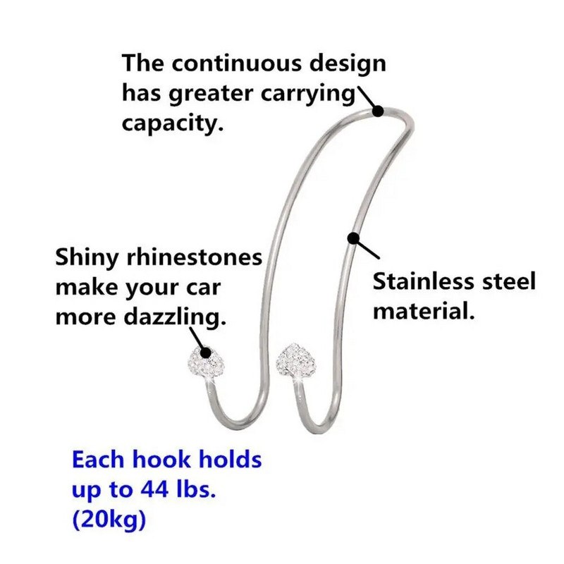 Automašīnas sēdekļa atzveltnes urbis āķis nerūsējošā tērauda persiku sirds Vispārējs automašīnas galvas balsta āķis Slēpts automašīnas sēdekļa āķis Izturīgs rāmis
