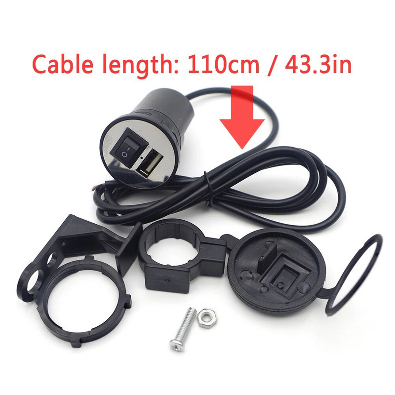 Motocikla lādētāja adapteris Barošanas avota ligzda Tālrunis Motocikla GPS MP4 USB ports 12V 2.1A priekš ktm exc suzuki bandit yamaha mt 07