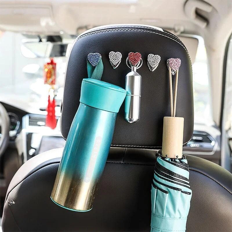 1Pc Mini auto āķi Kristāla Rhinestone Automašīnas āķi pārtikas preču somai Mājas sienu rotājumi Durvju piekaramie automašīnu piederumi