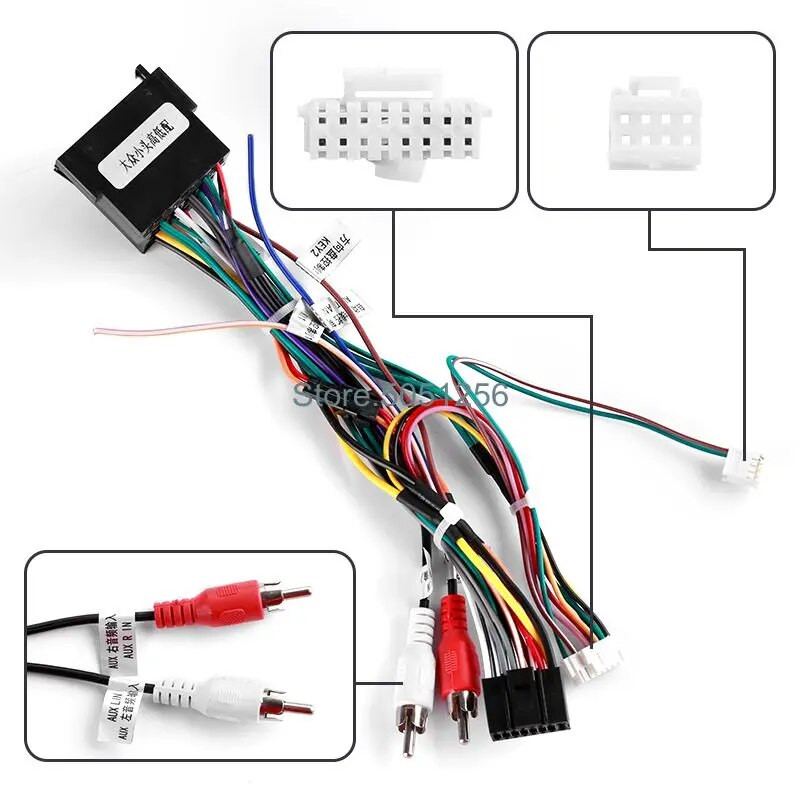 16 kontaktų automobilio radijo stereofoninio galvutės laidų laidų adapteris su Canbus dėžute, skirtas Volkswagen Golf 5/6/Polo/Passat/jetta/Tiguan/Touran/Sk