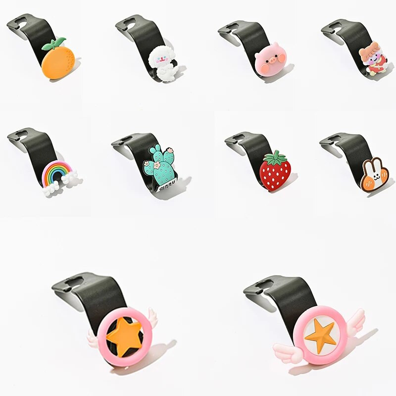 2Gb Automašīnas sēdekļa atzveltnes āķis Universāls Auto Cute Cartoon Stars Spārns Augļi Cūka Glabāšanas Pakaramie Āķi Organizators Auto piederumi Salons