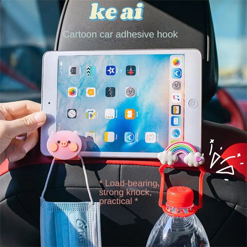 Karikatūra Automašīnas sēdekļa pakaramais Āķis Maska Somas aksesuāri Turētājs Āķis Bez štancēšanas Vietu taupošs automašīnas organizatora statīvs Somas statīvs