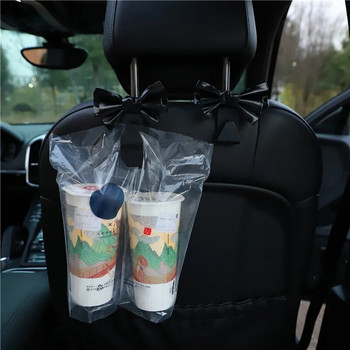 Γάντζος πλάτης καθίσματος αυτοκινήτου Γάντζος αποθήκευσης με παπιγιόν PU Δερμάτινη τσάντα μόδας Πολυλειτουργική τσάντα πλάτης αποθήκευσης γάντζος Εσωτερικά αξεσουάρ