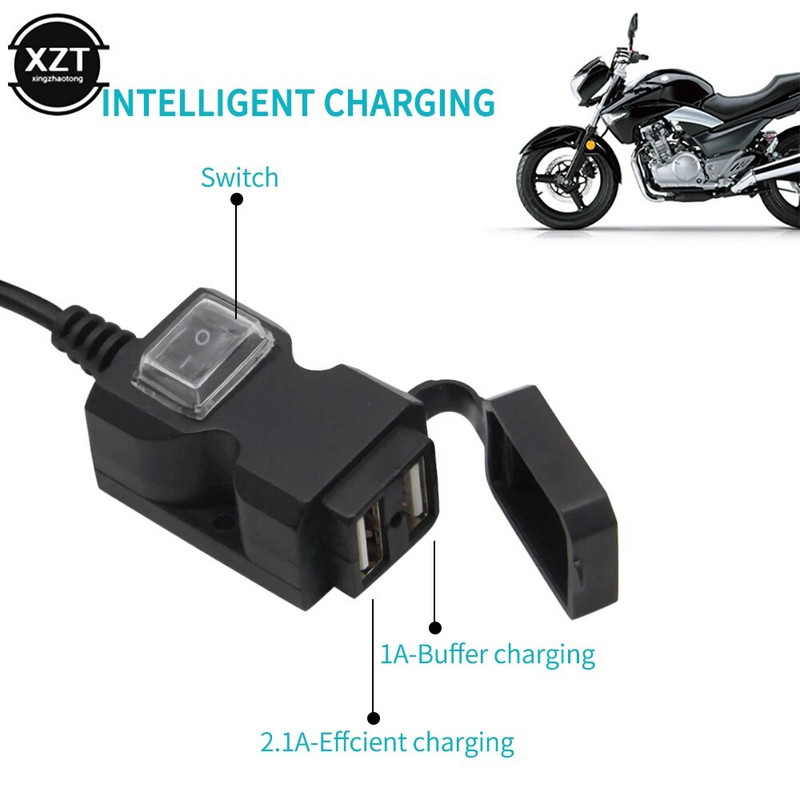 Novi dvostruki USB priključak 12V Vodootporni punjač za upravljač motocikla 5V 1A/2.1A Adapter Utičnica za napajanje za mobilni telefon