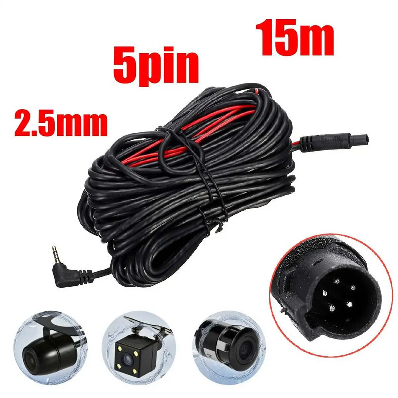 2,5 mm 10M/15M aux pikenduskaabel usb 5-kontaktiline salvesti auto tahavaate tagavaatekaamera Auto autokaamera filter tagurpidi pikenduskaabel