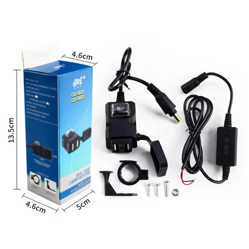 Motorkerékpár kormány töltő Vízálló adapter Táp 12V-24V Dual USB Port kiegészítők moto motorkerékpár tartozékokhoz