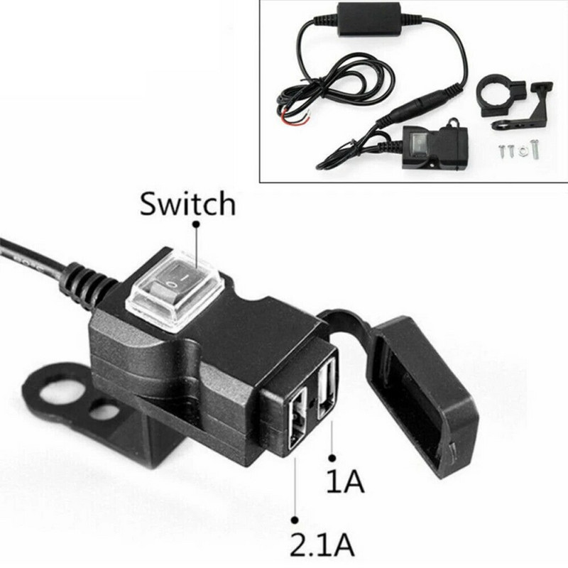 Motorkerékpár kormány töltő Vízálló adapter Táp 12V-24V Dual USB Port kiegészítők moto motorkerékpár tartozékokhoz