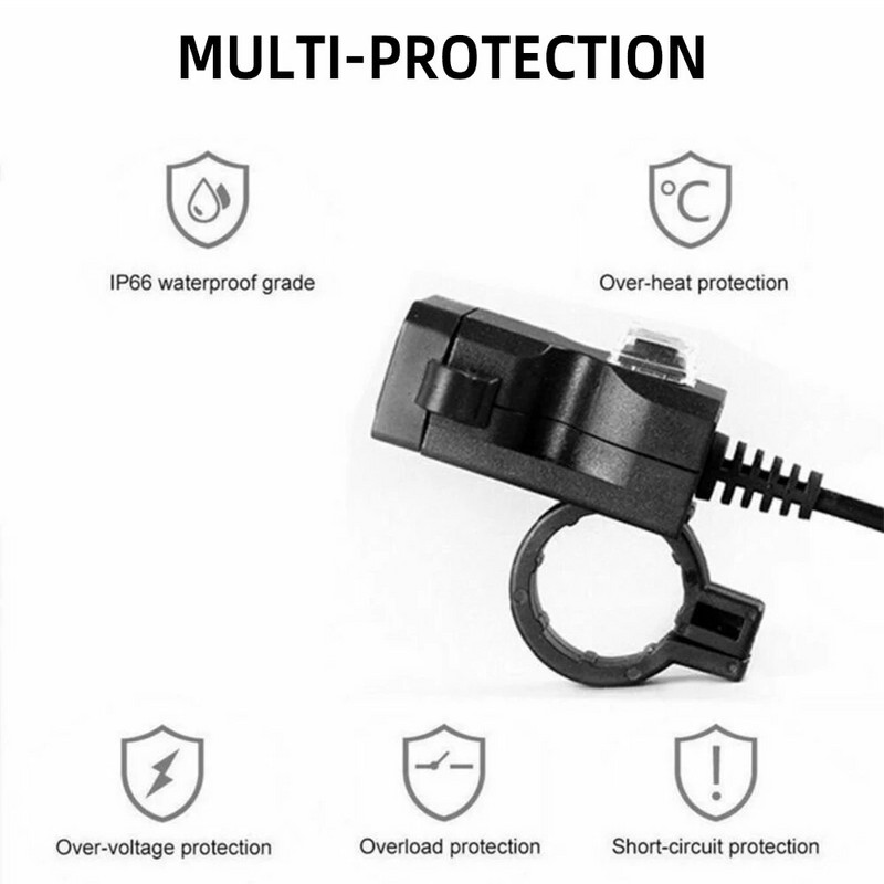 Motorkerékpár kormány töltő Vízálló adapter Táp 12V-24V Dual USB Port kiegészítők moto motorkerékpár tartozékokhoz