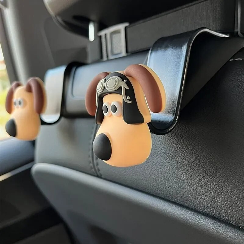 2 τμχ Γάντζος αυτοκινήτου Cute Dog Κρεμάστρα καθισμάτων αυτοκινήτου Γάντζοι πίσω από το κάθισμα Αξεσουάρ Organizer Τσάντες γάντζος Ρούχα Διάφορα κρεμάστρα Κλιπ αποθήκευσης