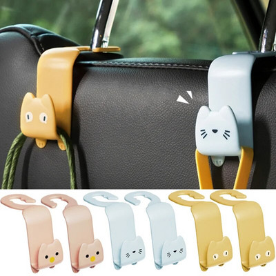 2 Pieces Cute Car Seat Hooks Cute Cat Cute Pig Eco-friendly Material Multi-color Hooks