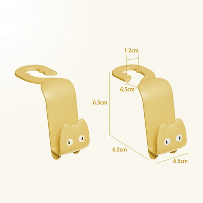 2 κομμάτια Χαριτωμένοι γάντζοι καθισμάτων αυτοκινήτου Cute Cat Cute Pig Φιλικό προς το περιβάλλον Υλικό Πολύχρωμοι γάντζοι