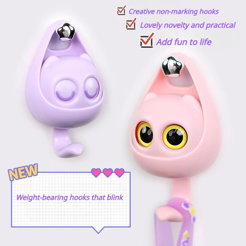 1PC Kreativna treptajuća kuka za mačke Slatka bešavna spavaonica Vješalice za vrata spavaće sobe Kuke Ključ Kišobran Kapa za ručnike Vješalica za kapute Zidna dekoracija