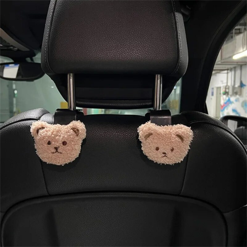 2Gb Cute Cartoon Bear Auto sēdekļa atzveltnes āķi Glabāšanas Transportlīdzekļa galvas balstu Organizators Pakaramais Pārtikas preču soma Rokassomu Automašīnas Apdare