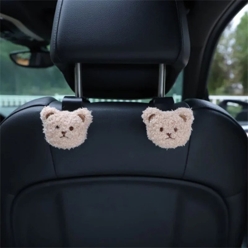 2Gb Cute Cartoon Bear Auto sēdekļa atzveltnes āķi Glabāšanas Transportlīdzekļa galvas balstu Organizators Pakaramais Pārtikas preču soma Rokassomu Automašīnas Apdare