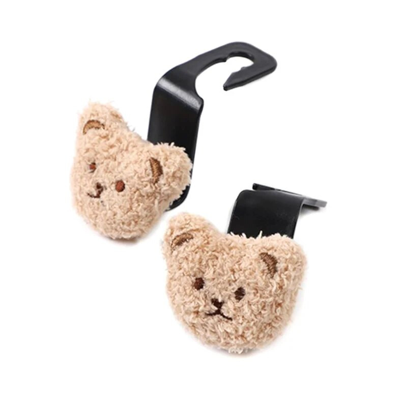 2Gb Cute Cartoon Bear Auto sēdekļa atzveltnes āķi Glabāšanas Transportlīdzekļa galvas balstu Organizators Pakaramais Pārtikas preču soma Rokassomu Automašīnas Apdare