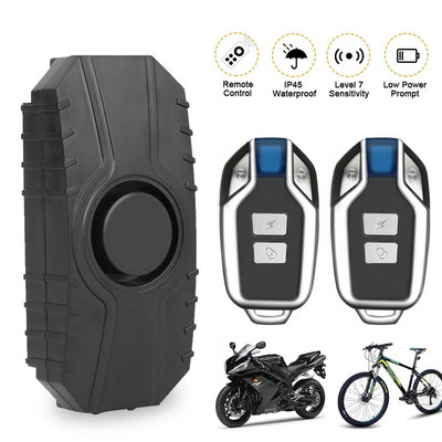 Motorcycle Bicycle Alarm 113dB Loud Vibration Sensing Wireless Anti-Theft Vehicle Security Alarm System With Remote Control