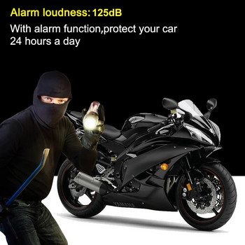 Алармена система за мотоциклет 12V 125dB Еднопосочна алармена система против кражба с дистанционно стартиране на двигателя за мотоциклет скутер с 2 дистанционни