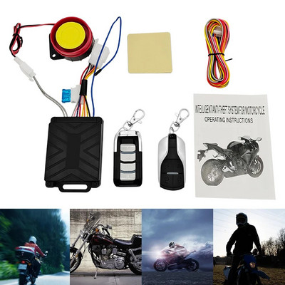 Motorcycle Alarm System 12V 125dB Anti-Theft One Way Alarm System with Remote Engine Start for Motorcycle Scooter with 2 Remotes
